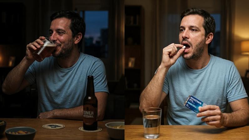 Álcool e paracetamol podem sobrecarregar o fígado. (Foto: Fala Ciência via Gemini)