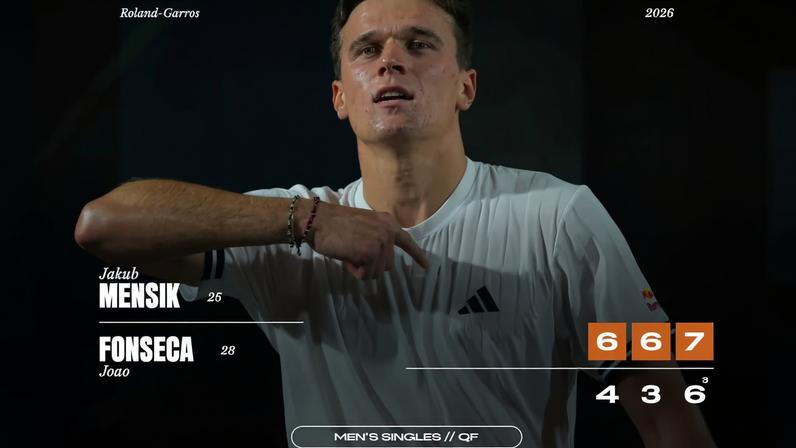 Jakub Mensik vence João Fonseca e vai à semifinal
