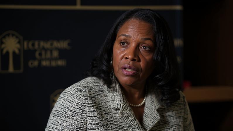 Lisa Cook at the Economic Club of Miami earlier this month.