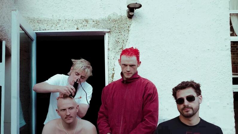 Bleech 9:3. L-R: Sam Duffy (holding razor), James Quinlan, Barry Quinlan and Luke O’Neill.