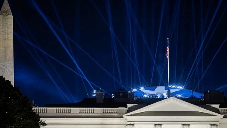 The lights of ‘the Claw’ illuminate the White House South Lawn in Washington DC on 13 June, the night before UFC Freedom 250.