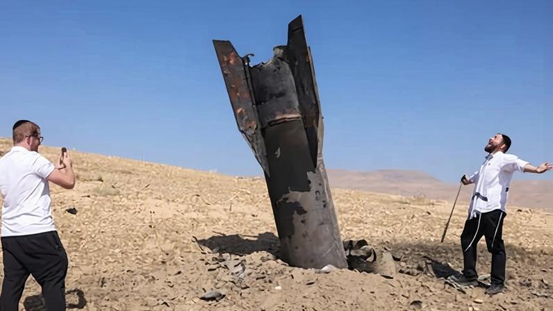 A fallen Iranian rocket on the outskirts of Jericho.