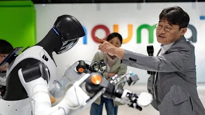 AI robot models on display in South Korea. The country is firmly in the supply chain for AI, with huge firms such as Samsung and SK Hynix. Countries not yet geared up for the AI economy may find themselves too far behind.