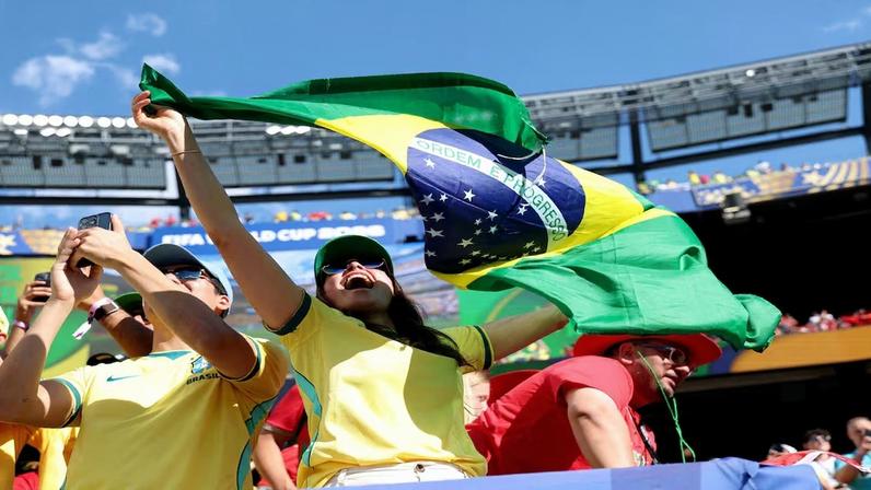 Soccer Football - FIFA World Cup 2026 - Group C - Brazil v Morocco - New York/New Jersey Stadium, East Rutherford, New Jersey, U.S. - June 13, 2026 Brazil fans inside the stadium before the match IMAGN IMAGES via Reuters/Vincent Carchietta TPX IMAGES OF THE DAY