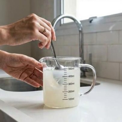 Mistura água morna, detergente neutro e lustra-móveis para azulejos