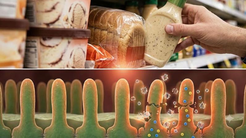 Aditivos de alimentos industrializados podem prejudicar seu intestino. (Foto: Fala Ciência via Gemini)