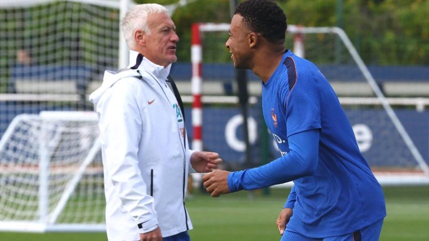 6.jun.2026 - Treino da França na Copa do Mundo - O treinador Didier Deschamps e Kylian Mbappé