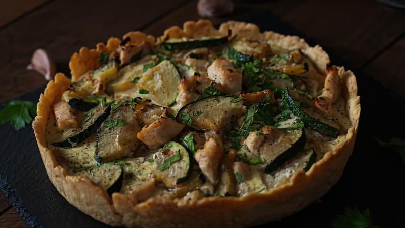 Quiche de frango com abobrinha