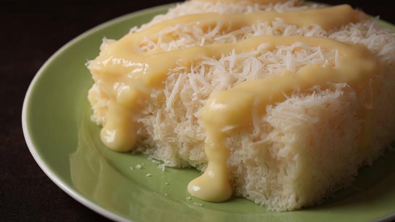Pudim de tapioca com coco.
