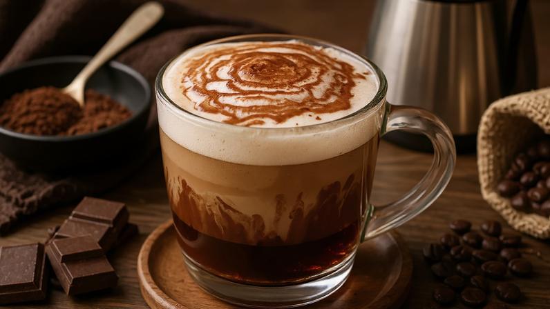 Mocaccino une café e chocolate em experiência cremosa