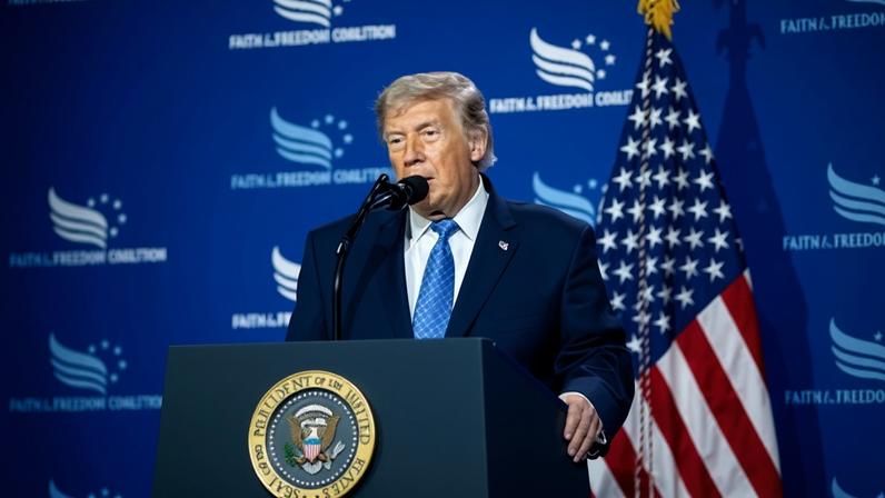 Donald Trump speaks during the Faith & Freedom Coalition conference at the Washington Hilton Hotel.