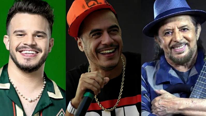 Matheus Fernandes, Marcelo D2 e Geraldo Azevedo.