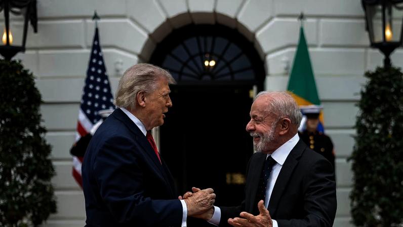 Trump e Lula durante encontro na Casa Branca, em Washington, nos Estados Unidos