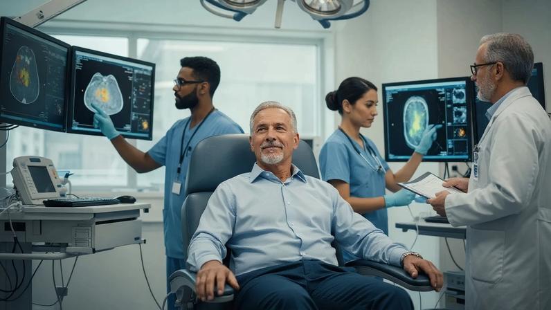 Equipe médica avalia exames de imagem no acompanhamento de pacientes com câncer de próstata, área com avanços em terapias - (crédito: Flow)