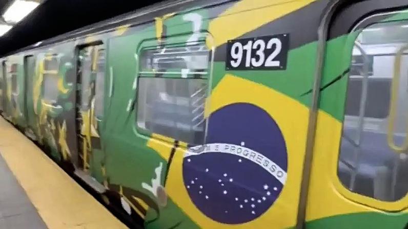 Metrô de Nova York nas cores do Brasil –