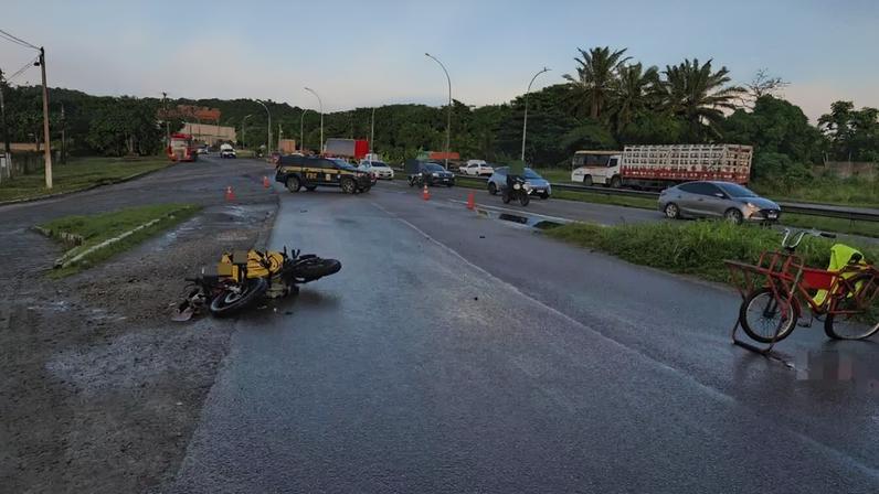 Ciclista morre após colisão com motocicleta na BR 101.