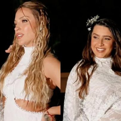 Lauana Prado e Tati Dias casam em cerimônia íntima na praia; grávida de 8 meses