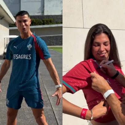 Influenciadora grava com Cristiano Ronaldo e chora ao conhecer o craque na Copa