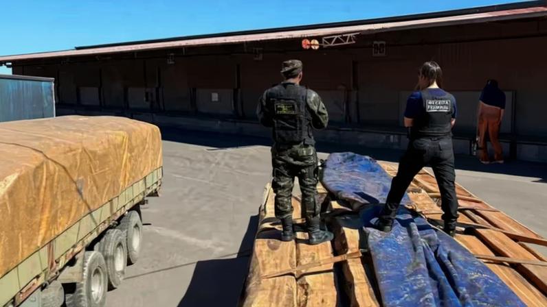 Carga de cocaína estava em oito caminhões que levavam madeira, segundo a Receita Federal.
