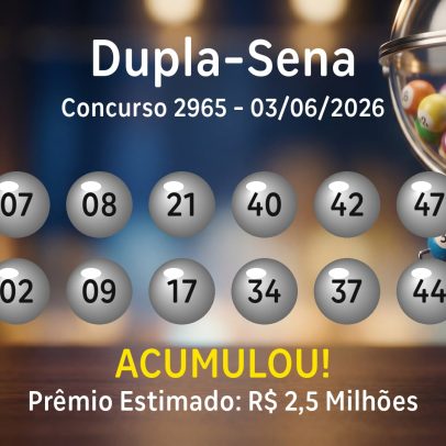Dupla-Sena: números sorteados no concurso 2965