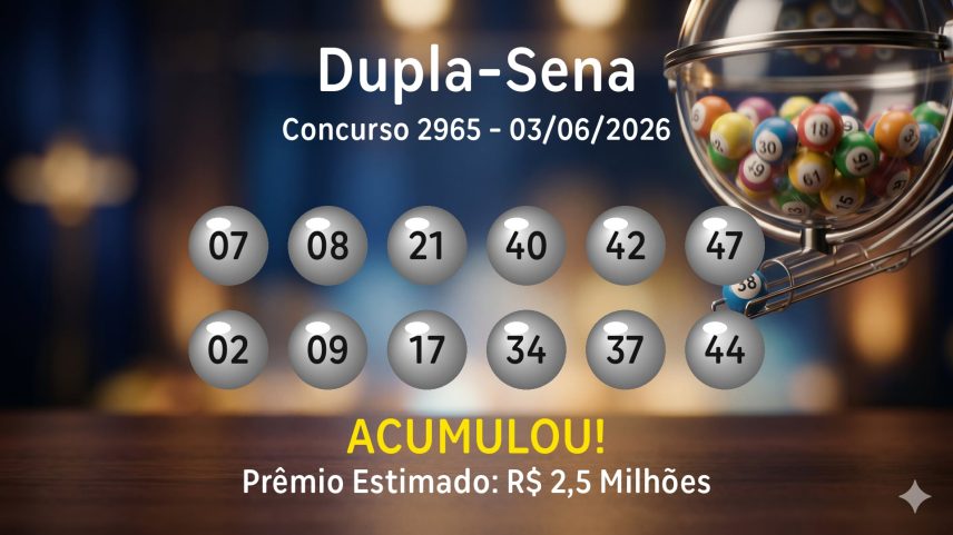 Dupla-Sena: veja os números sorteados no concurso 2965