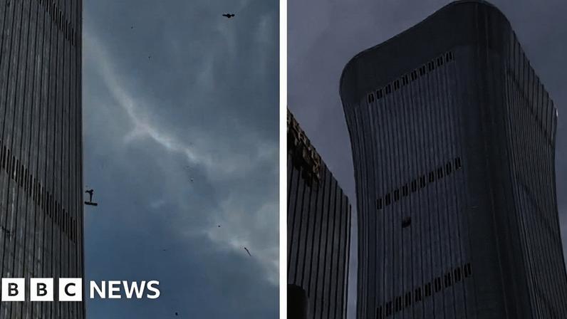 Detritos caem após avião atingir o prédio mais alto de Pequim