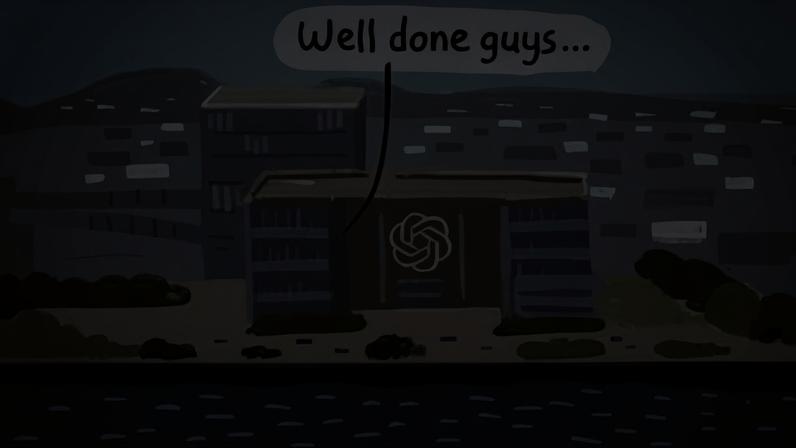 Por trás das cenas na OpenAI: cartoon de Stephen Collins