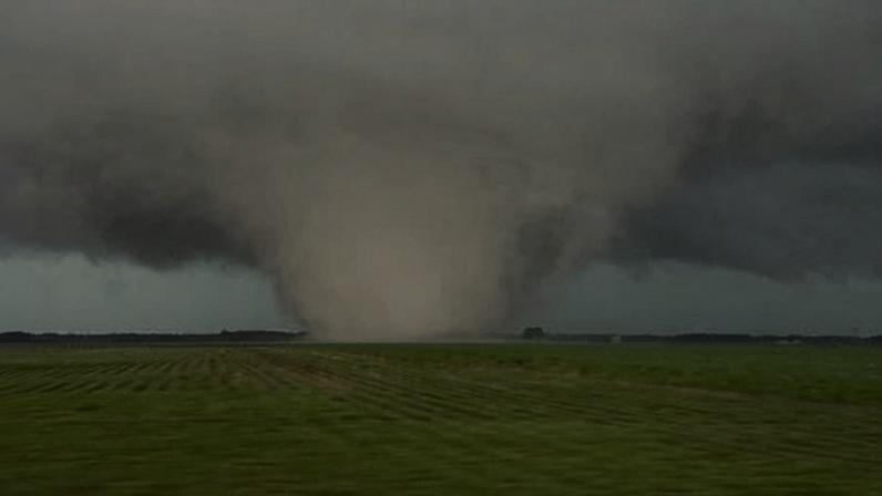 A large tornado moves through Livingston county, Illinois, on 11 June 2026.