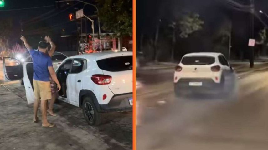 Mulher foi contida por populares até chegada da polícia.
