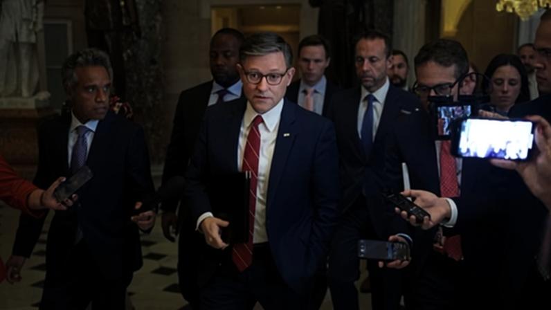 House speaker Mike Johnson in the Capitol on 3 June 2026.