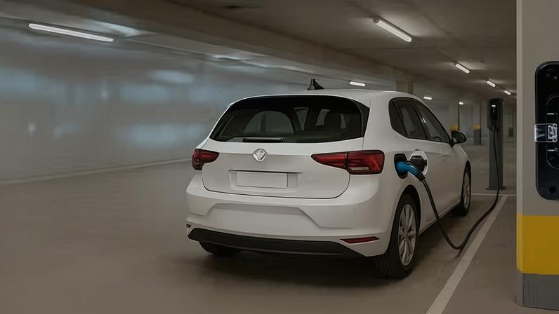 Carro elétrico em posto de recarga — Foto: Divulgação CLAMPER