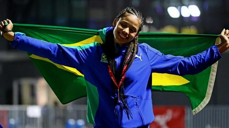 Hakelly Silva, ouro nos 100 m no Ibero Sub-20 (Foto: Germán Falcón/Divulgação)