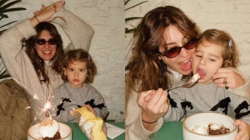 Fernanda Paes Leme surge com a filha