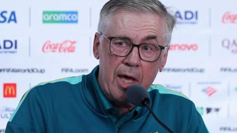Carlo Ancelotti concede entrevista coletiva na véspera da estreia do Brasil na Copa de 2026.