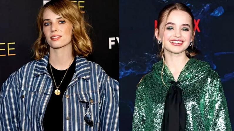 À esquerda, Maya Hawke, e à direita, Nell Fisher, que interpretam Robin e Holly em Stranger Things (Fotos: Kevin Winter/Equipe e Monica Schipper/WireImage)
