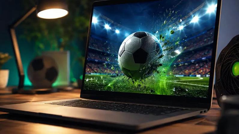 Notebook transmitindo jogo - imagem gerada por IA