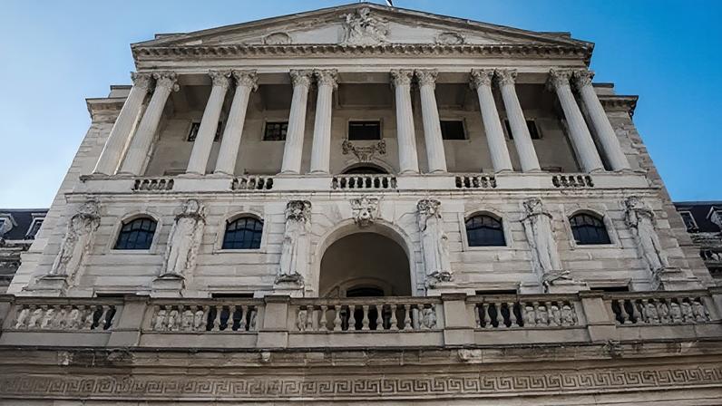Getty Images Bank of England building exterior looking up from ground level.
