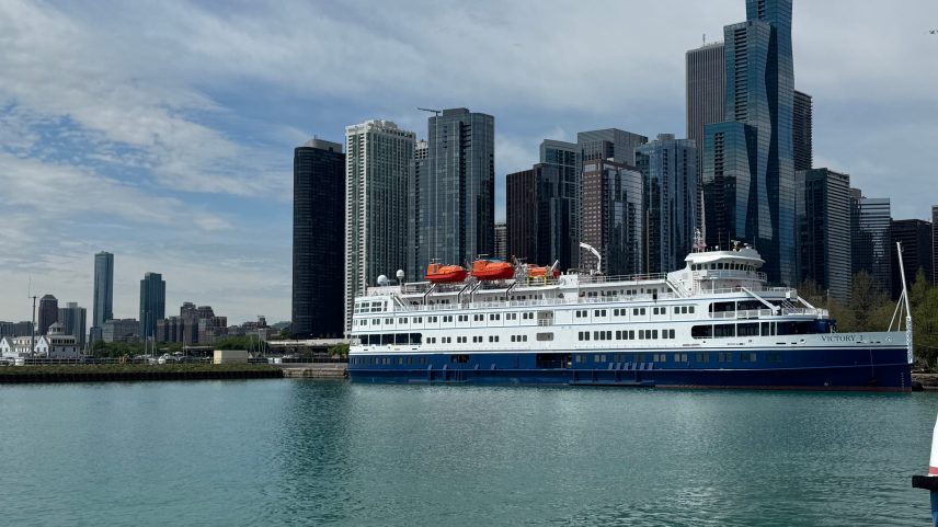MSC World America at the cruise line's private Bahamas island, Ocean Cay MSC Marine Reserve.