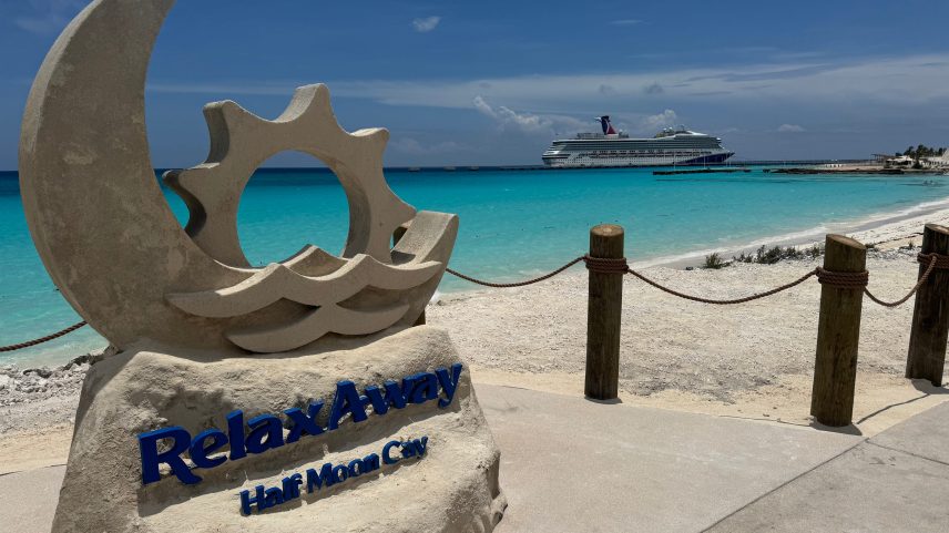Carnival Sunrise seen from RelaxAway, Half Moon Cay.