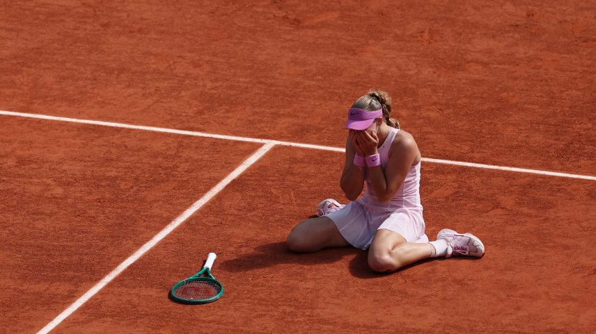 An emotional Andreeva crumpled in the orange Parisian clay after converting her first championship point. She shared a big embrace with coach Conchita Martínez and took a moment to celebrate with her puppy Rassy. She wore a Nike jacket that featured her signature post-match saying, "I would like to thank myself."