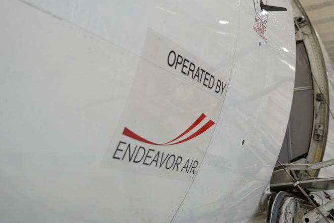 Endeavor Air's logo is seen on a Delta airplane at McGhee Tyson Airport in this file photo from May 22, 2024.