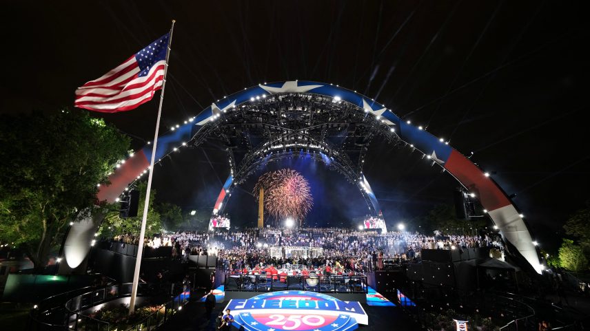 Fireworks explode during UFC Freedom 250, on the South Lawn of the White House, in Washington, D.C., U.S., June 15, 2026.
