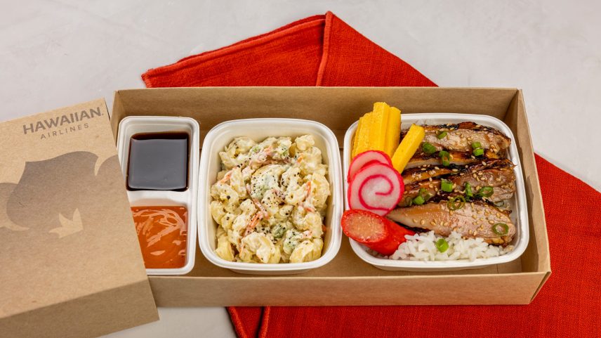 The new Hawaiian Airlines onboard food service will feature locally inspired meals.