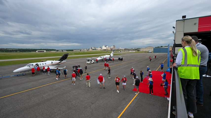 Special Olympics athletes arrive at St. Paul Downtown Airport (STP) as part of the 2026 Special Olympics Airlift on June 19, 2026, beginning their journey to the 2026 Special Olympics USA Games in Minnesota.