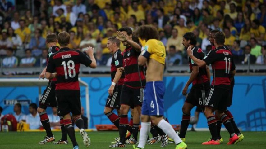 Brasil e Alemanha no estádio do Mineirão pelas semifinais da Copa do Mundo no Brasil.