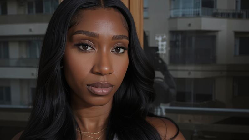 Theresa Theresa a 24-year-old woman taking a selfie with a neutral expression