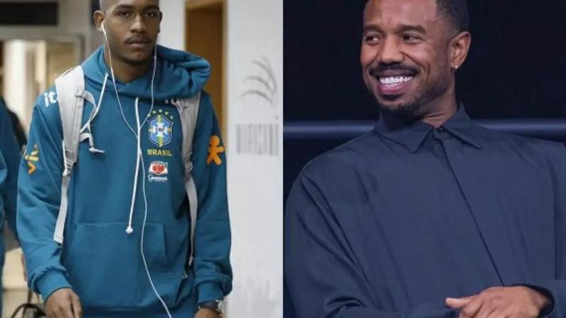 Michael B. Jordan reage ao gol de Rayan com a bandeira do Brasil –