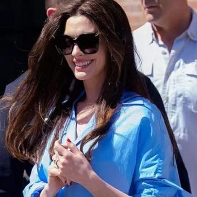 Anne Hathaway mostra barriga da terceira gravidez em passeio na França