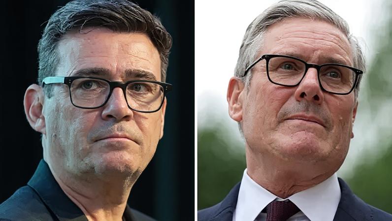 Getty / PA Media Andy Burnham and Sir Keir Starmer appearing together in a composite image - both are wearing glasses and have neutral expressions