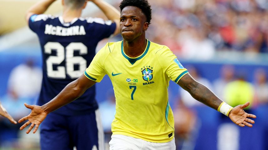 Vini Jr. em ação pela seleção brasileira na Copa do Mundo 2026